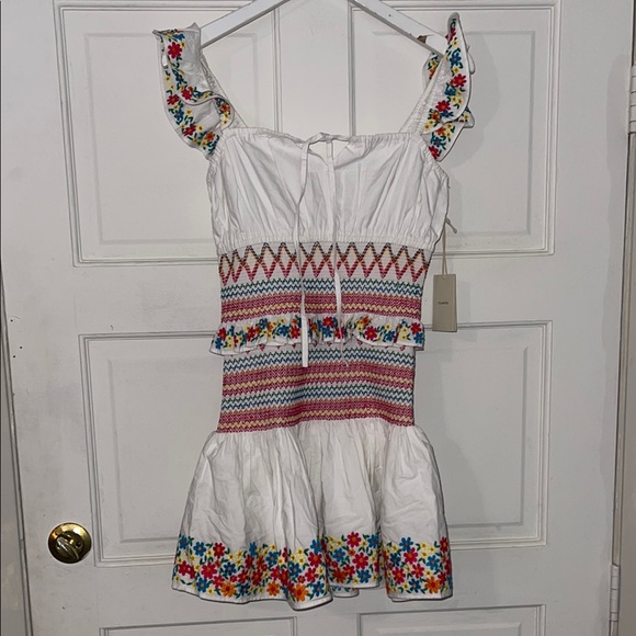 Tularosa Dresses & Skirts - Tularosa White Dress with Multicolor Embroidery